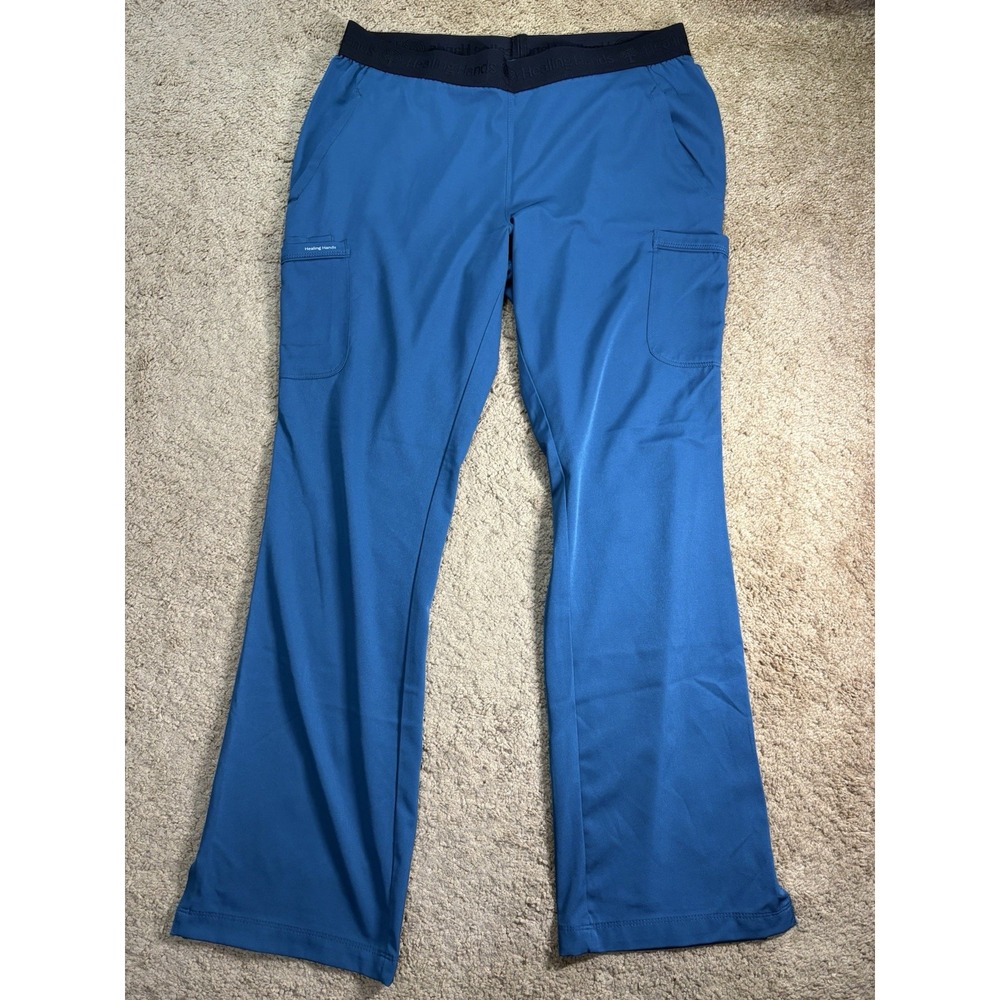 Healing Hands Rachel Scrub Pants Women Large Teal Pockets Lightweight